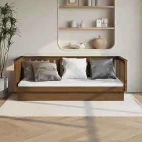 Honey brown solid pine wood sofa bed 90x200 cm by vidaXL, Beds and slatted bases - Ref: Foro24-821567, Price: 168,77 €, Disco...