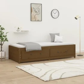 Honigbraunes Schlafsofa aus massivem Kiefernholz, 90 x 190 cm von vidaXL, Betten und Lattenroste - Ref: Foro24-821597, Preis:...
