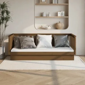 Solid pine wood sofa bed honey brown 100x200 cm by vidaXL, Beds and slatted bases - Ref: Foro24-821572, Price: 159,96 €, Disc...