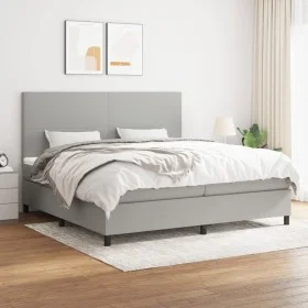 Box spring bed with light gray fabric mattress 200x200 cm by vidaXL, Beds and slatted bases - Ref: Foro24-3141641, Price: 692...
