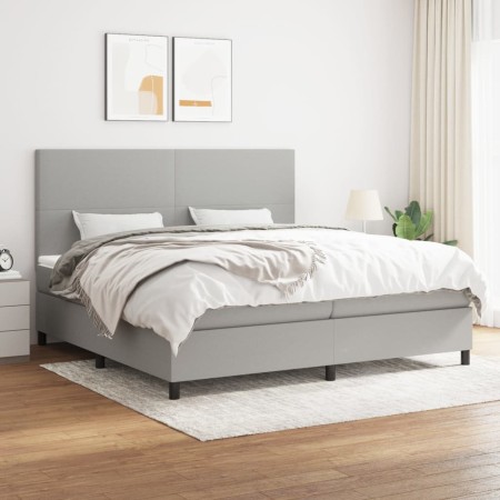 Box spring bed with light gray fabric mattress 200x200 cm by vidaXL, Beds and slatted bases - Ref: Foro24-3141641, Price: 694...