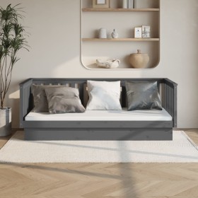 Sofá cama de madera maciza de pino gris 100x200 cm