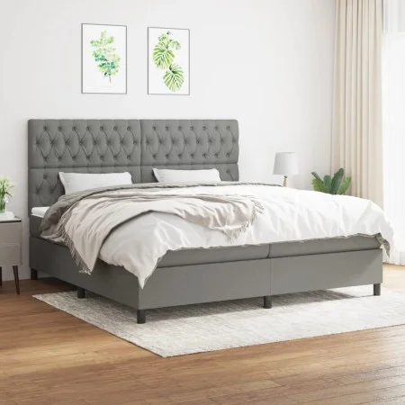 Box spring bed with dark gray fabric mattress 200x200 cm by vidaXL, Beds and slatted bases - Ref: Foro24-3142042, Price: 657,...