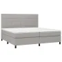 Cama box spring con colchón tela gris claro 200x200 cm de vidaXL, Camas y somieres - Ref: Foro24-3141801, Precio: 691,67 €, D...