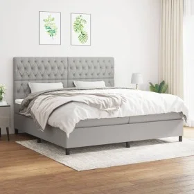 Box spring bed with light gray fabric mattress 200x200 cm by vidaXL, Beds and slatted bases - Ref: Foro24-3142041, Price: 681...