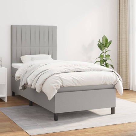 Box spring bed with light gray fabric mattress 90x200 cm by vidaXL, Beds and slatted bases - Ref: Foro24-3141905, Price: 341,...