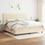 Box spring bed with cream fabric mattress 200x200 cm by vidaXL, Beds and slatted bases - Ref: Foro24-3142046, Price: 646,60 €...