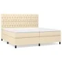 Box spring bed with cream fabric mattress 200x200 cm by vidaXL, Beds and slatted bases - Ref: Foro24-3142046, Price: 646,60 €...