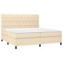 Box spring bed with cream fabric mattress 200x200 cm by vidaXL, Beds and slatted bases - Ref: Foro24-3142046, Price: 642,89 €...