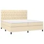 Box spring bed with cream fabric mattress 200x200 cm by vidaXL, Beds and slatted bases - Ref: Foro24-3142046, Price: 646,60 €...