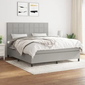 Box spring bed with light gray fabric mattress 180x200 cm by vidaXL, Beds and slatted bases - Ref: Foro24-3141793, Price: 589...