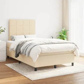 Box spring bed with cream fabric mattress 120x200 cm by vidaXL, Beds and slatted bases - Ref: Foro24-3141766, Price: 405,74 €...