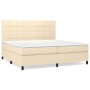 Box spring bed with cream fabric mattress 200x200 cm by vidaXL, Beds and slatted bases - Ref: Foro24-3141806, Price: 591,10 €...