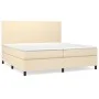 Box spring bed with cream fabric mattress 200x200 cm by vidaXL, Beds and slatted bases - Ref: Foro24-3141646, Price: 632,82 €...