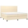 Box spring bed with cream fabric mattress 200x200 cm by vidaXL, Beds and slatted bases - Ref: Foro24-3141646, Price: 632,82 €...