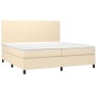 Cama box spring con colchón tela color crema 200x200 cm de vidaXL, Camas y somieres - Ref: Foro24-3141646, Precio: 618,54 €, ...