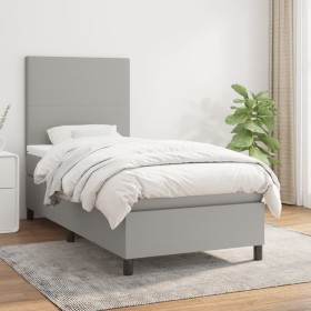 Box spring bed with light gray fabric mattress 100x200 cm by vidaXL, Beds and slatted bases - Ref: Foro24-3141593, Price: 341...
