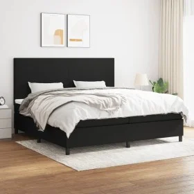 Box spring bed with black fabric mattress 200x200 cm by vidaXL, Beds and slatted bases - Ref: Foro24-3141643, Price: 642,11 €...