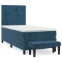 Box spring bed with dark blue velvet mattress 90x190 cm by vidaXL, Beds and slatted bases - Ref: Foro24-3137699, Price: 349,1...