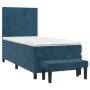 Box spring bed with dark blue velvet mattress 90x190 cm by vidaXL, Beds and slatted bases - Ref: Foro24-3137699, Price: 349,1...