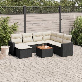 Set de sofás de jardín 8 piezas y cojines ratán sintético negro Set de sofás de jardín 8 piezas y cojines ratán sintético negro