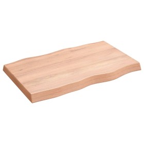 Tablero mesa madera tratada borde natural marrón 80x50x(2-6) cm