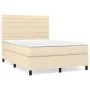 Box spring bed with cream fabric mattress 140x200 cm by vidaXL, Beds and slatted bases - Ref: Foro24-3141862, Price: 504,75 €...