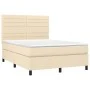 Box spring bed with cream fabric mattress 140x200 cm by vidaXL, Beds and slatted bases - Ref: Foro24-3141862, Price: 504,75 €...