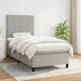 Box spring bed with light gray fabric mattress 90x190 cm by vidaXL, Beds and slatted bases - Ref: Foro24-3141737, Price: 325,...