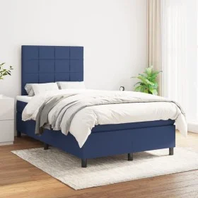 Box spring bed with blue fabric mattress 120x200 cm by vidaXL, Beds and slatted bases - Ref: Foro24-3141767, Price: 424,12 €,...