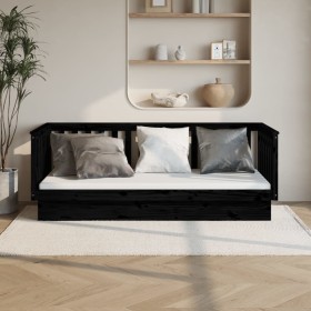 Sofá cama de madera maciza de pino negro 80x200 cm