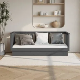 Graues Schlafsofa aus massivem Kiefernholz, 90 x 190 cm von vidaXL, Betten und Lattenroste - Ref: Foro24-821581, Preis: 147,6...