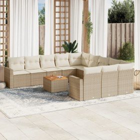 Set de sofás de jardín 12 pzas y cojines ratán sintético marrón Set de sofás de jardín 12 pzas y cojines ratán sintético marrón
