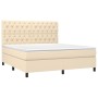 Cama box spring con colchón tela color crema 160x200 cm de vidaXL, Camas y somieres - Ref: Foro24-3142030, Precio: 628,70 €, ...