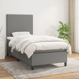 Box spring bed with dark gray fabric mattress 90x190 cm by vidaXL, Beds and slatted bases - Ref: Foro24-3141578, Price: 326,4...