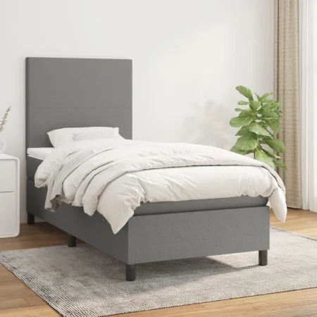 Box spring bed with dark gray fabric mattress 90x190 cm by vidaXL, Beds and slatted bases - Ref: Foro24-3141578, Price: 326,0...