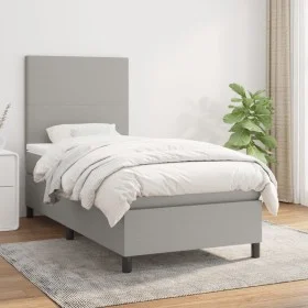 Box spring bed with light gray fabric mattress 80x200 cm by vidaXL, Beds and slatted bases - Ref: Foro24-3141569, Price: 294,...