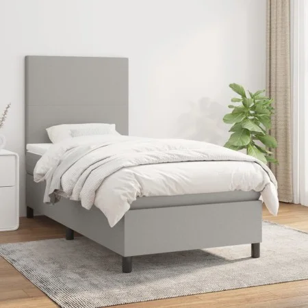Box spring bed with light gray fabric mattress 80x200 cm by vidaXL, Beds and slatted bases - Ref: Foro24-3141569, Price: 294,...
