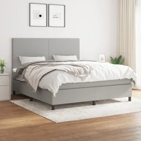 Box spring bed with light gray fabric mattress 180x200 cm by vidaXL, Beds and slatted bases - Ref: Foro24-3141633, Price: 585...