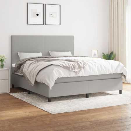 Box spring bed with light gray fabric mattress 180x200 cm by vidaXL, Beds and slatted bases - Ref: Foro24-3141633, Price: 599...