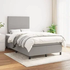 Box spring bed with light gray fabric mattress 120x200 cm by vidaXL, Beds and slatted bases - Ref: Foro24-3141601, Price: 400...