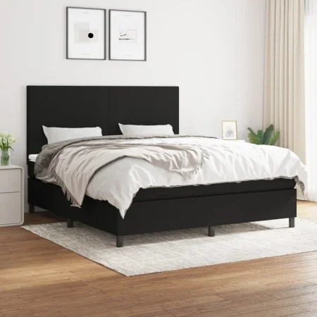 Box spring bed with black fabric mattress 180x200 cm by vidaXL, Beds and slatted bases - Ref: Foro24-3141635, Price: 621,78 €...
