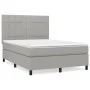 Box spring bed with light gray fabric mattress 140x200 cm by vidaXL, Beds and slatted bases - Ref: Foro24-3141777, Price: 477...