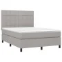 Box spring bed with light gray fabric mattress 140x200 cm by vidaXL, Beds and slatted bases - Ref: Foro24-3141777, Price: 477...