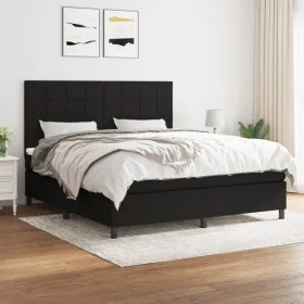 Box spring bed with black fabric mattress 160x200 cm by vidaXL, Beds and slatted bases - Ref: Foro24-3141787, Price: 602,89 €...
