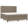 Box spring bed with taupe gray fabric mattress 160x200 cm by vidaXL, Beds and slatted bases - Ref: Foro24-3141789, Price: 583...