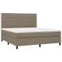 Box spring bed with taupe gray fabric mattress 160x200 cm by vidaXL, Beds and slatted bases - Ref: Foro24-3141789, Price: 583...