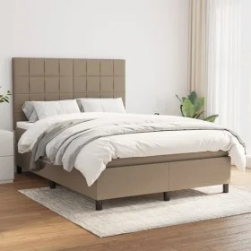 Box spring bed with taupe gray fabric mattress 140x200 cm by vidaXL, Beds and slatted bases - Ref: Foro24-3141781, Price: 506...