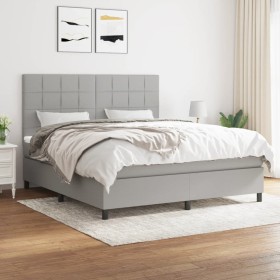 Box spring bed with light gray fabric mattress 160x200 cm by vidaXL, Beds and slatted bases - Ref: Foro24-3141785, Price: 552...