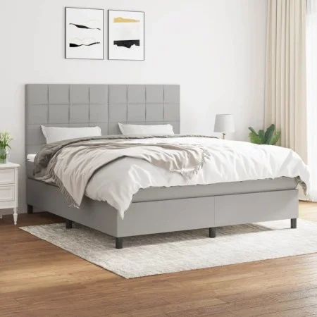 Boxspringbett mit hellgrauer Stoffmatratze 160x200 cm von vidaXL, Betten und Lattenroste - Ref: Foro24-3141785, Preis: 548,29...